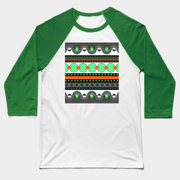 Colorful ornament in rows Baseball T-Shirt by BumbleBambooPrints